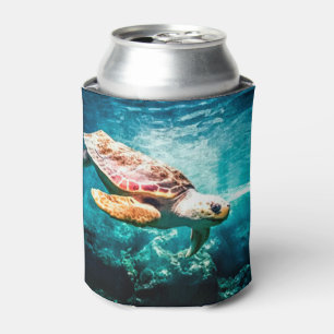 Beautiful Sea Turtle Ocean Underwater Image Can Cooler