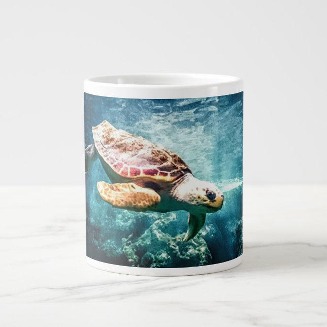 Beautiful Sea Turtle Ocean Underwater Image Large Coffee Mug (Front)