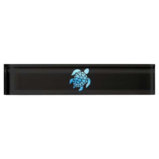 Beautiful Sea Turtle Silhouette Seen From Undersea Nameplate (Front)