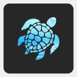 Beautiful Sea Turtle Silhouette Seen From Undersea Square Sticker