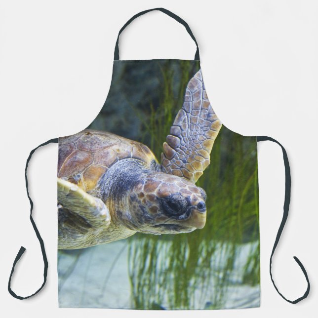 Beautiful Sea Turtle Swimming Apron (Front)