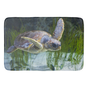 Beautiful Sea Turtle Swimming Bath Mat