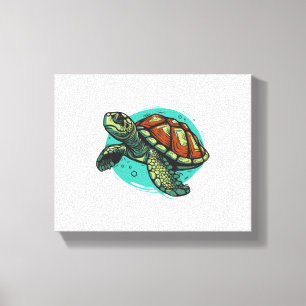 Beautiful Sea Turtle Vector Art Illustration Canvas Print