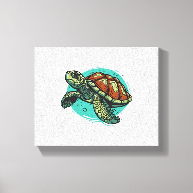 Beautiful Sea Turtle Vector Art Illustration Canvas Print (Front)