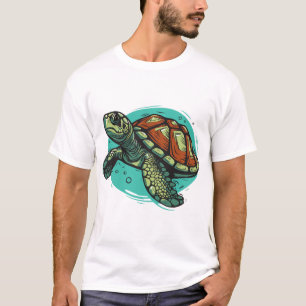 Beautiful Sea Turtle Vector Art Illustration T-Shirt