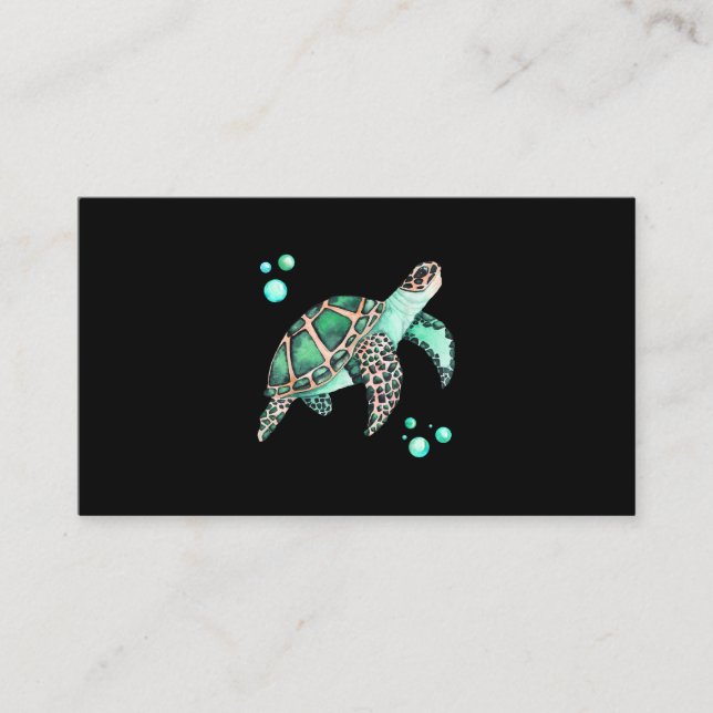 Beautiful Sea Turtle Watercolor Business Card (Front)