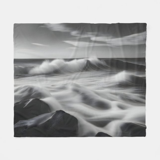 Beautiful sea waves fleece blanket (Front (Horizontal))