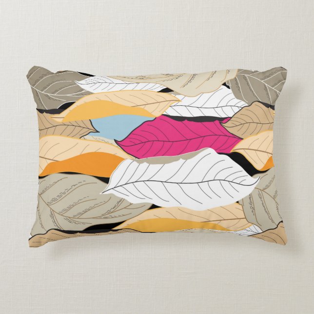beautiful seamless autumn pattern of coloured leav decorative cushion (Front)