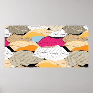 beautiful seamless autumn pattern of coloured leav poster