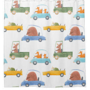Beautiful seamless baby pattern with cute hand dra shower curtain