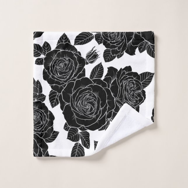 Beautiful seamless black and white monochrome patt wash cloth (Wash Cloth)