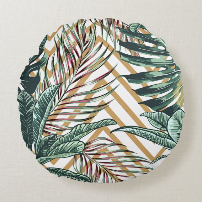 Beautiful seamless floral pattern background with  round cushion (Front)