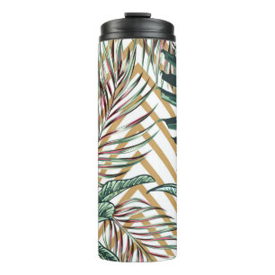 Beautiful seamless floral pattern background with  thermal tumbler