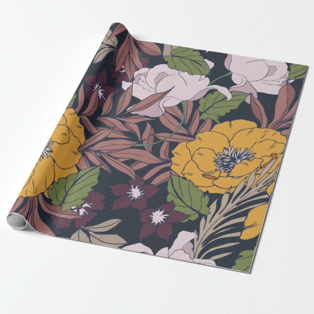 Beautiful seamless floral pattern background. wrapping paper (Unrolled)