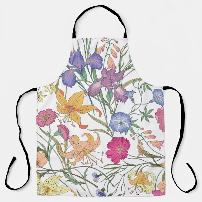 Beautiful seamless floral pattern . Flower illustr Apron (Front)