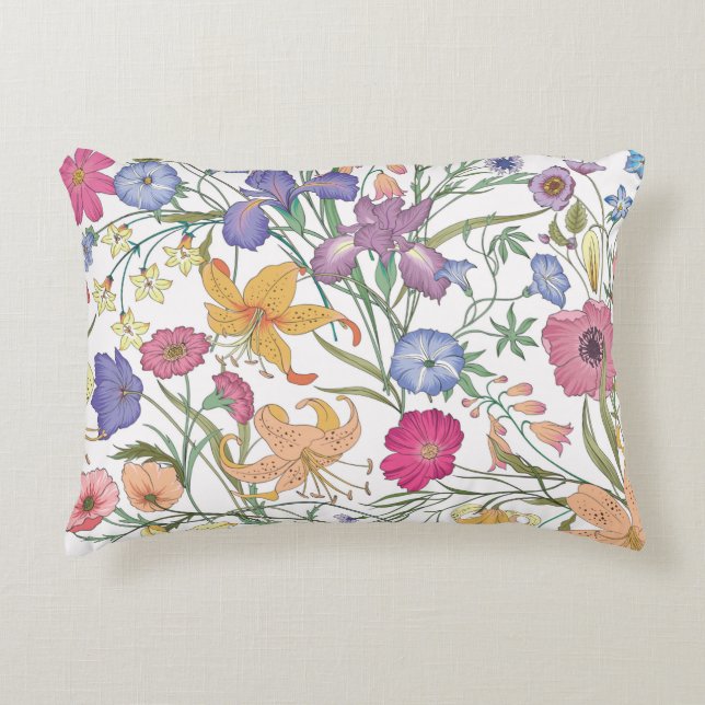 Beautiful seamless floral pattern . Flower illustr Decorative Cushion (Front)
