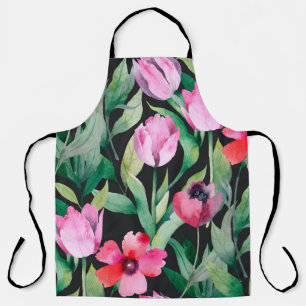 Beautiful seamless floral pattern with watercolor apron