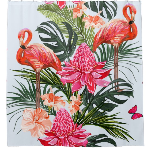 Beautiful seamless floral summer pattern backgroun shower curtain (Front)