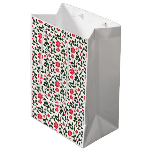 Beautiful seamless floral vine cherry pattern medium gift bag