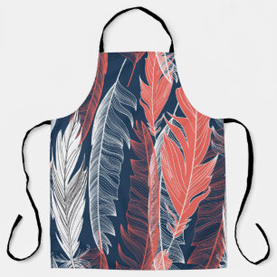 Beautiful seamless graphic pattern of feathers apron