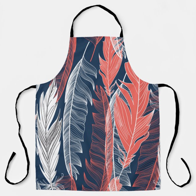 Beautiful seamless graphic pattern of feathers apron (Front)