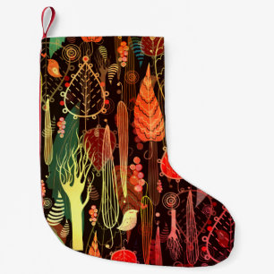 beautiful seamless pattern of autumn leaves and tr small christmas stocking