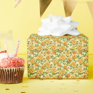 Beautiful Seamless Pattern of Yellow Roses Wrapping Paper