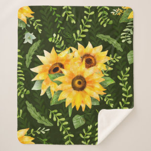 Beautiful seamless pattern with bright sunflower h sherpa blanket