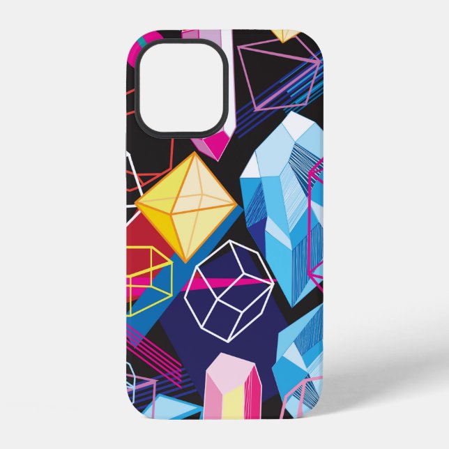 Beautiful seamless pattern with colourful crystals iPhone case (Back)