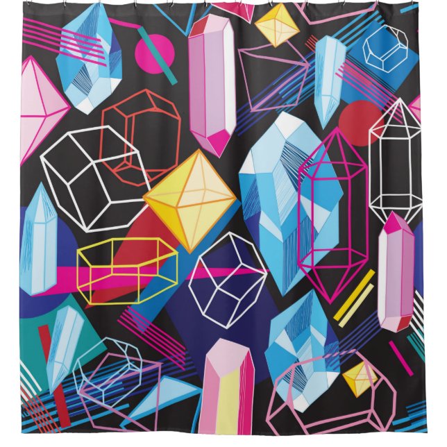 Beautiful seamless pattern with colourful crystals shower curtain (Front)
