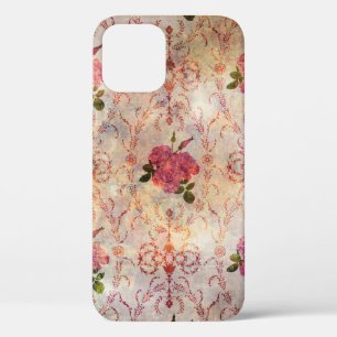 Beautiful seamless pink rose pattern grunge old st iPhone 12 case