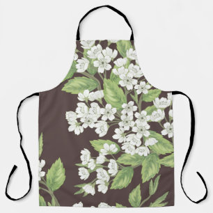Beautiful seamless spring pattern with green branc apron
