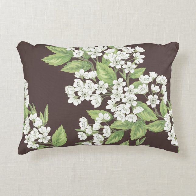 Beautiful seamless spring pattern with green branc decorative cushion (Front)