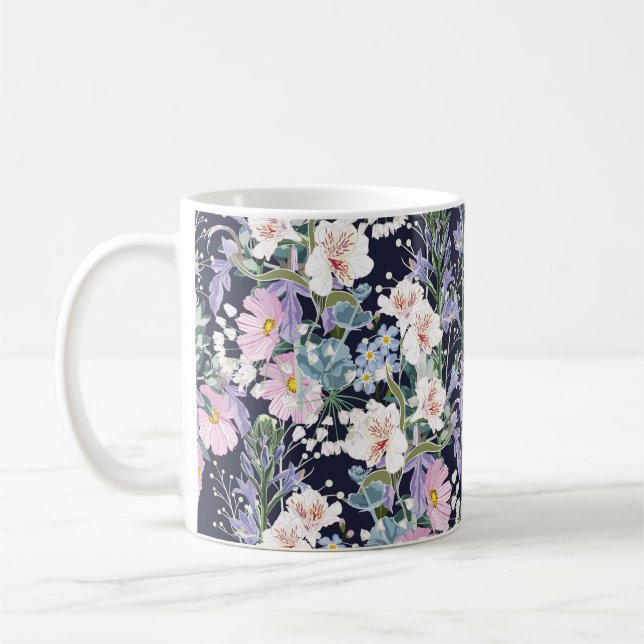 Beautiful seamless spring pattern with wild flower coffee mug (Left)