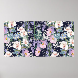Beautiful seamless spring pattern with wild flower poster