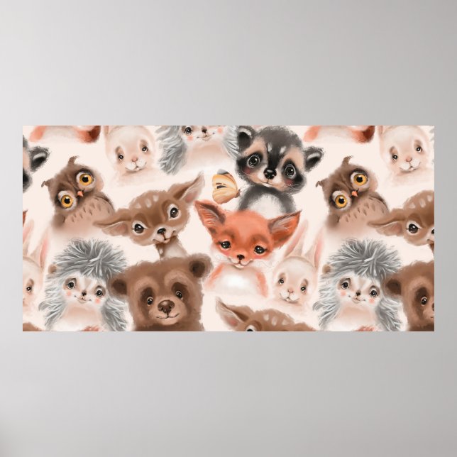 Beautiful seamless, tileable, watercolor pattern w poster (Front)