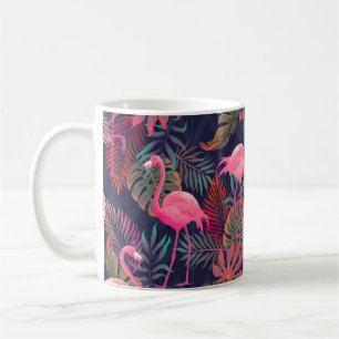 Beautiful seamless tropical pattern with pink flam coffee mug