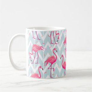 Beautiful seamless tropical pattern with pink flam coffee mug