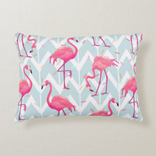 Beautiful seamless tropical pattern with pink flam decorative cushion