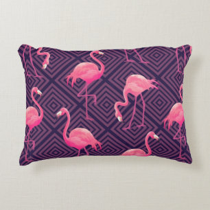 Beautiful seamless tropical pattern with pink flam decorative cushion
