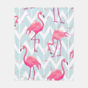 Beautiful seamless tropical pattern with pink flam fleece blanket