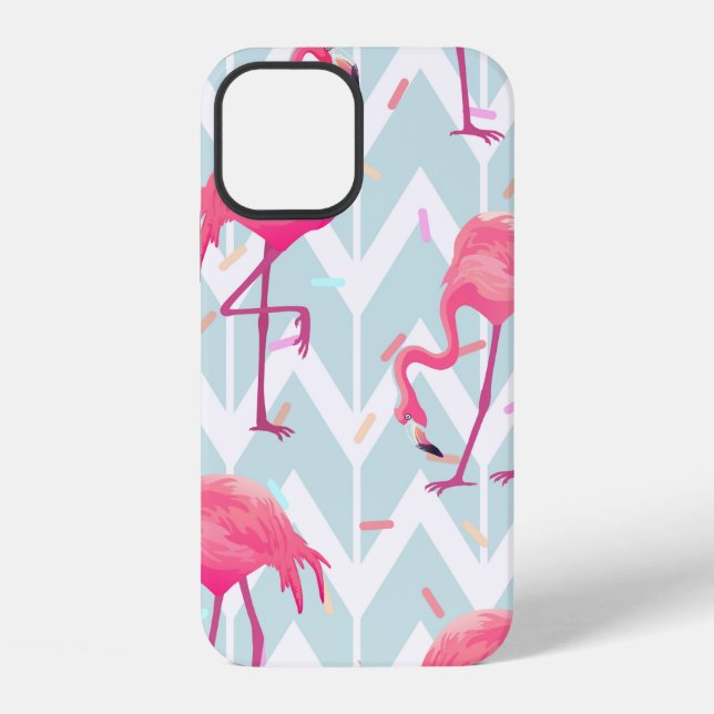 Beautiful seamless tropical pattern with pink flam iPhone case (Back)