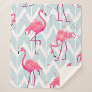 Beautiful seamless tropical pattern with pink flam sherpa blanket