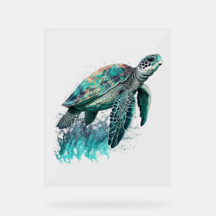 Beautiful Seascape With Majestic Sea Turtle Acrylic Sign