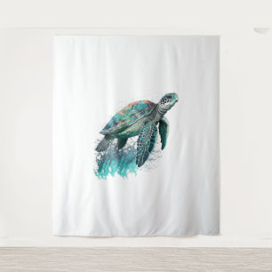 Beautiful Seascape With Majestic Sea Turtle Tapestry