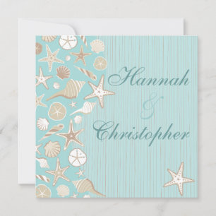 Beautiful Seashell Beach wedding invitation