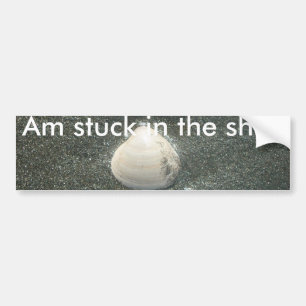 Beautiful Seashell in the Sand: A Salty Souvenir Bumper Sticker