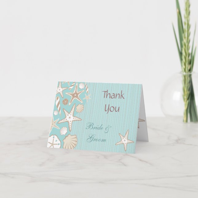Beautiful Seashell Wedding Thank You Note (Front)