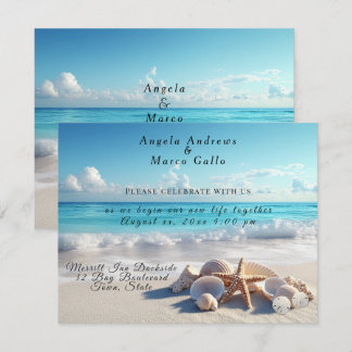 Beautiful Seashells Starfish Beach Wedding  Invitation