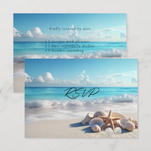 Beautiful Seashells Starfish Beach Wedding  RSVP Card